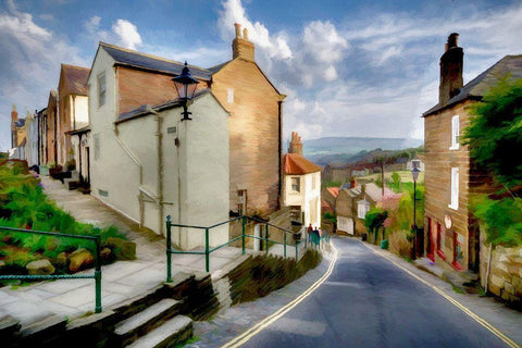 Robin Hoods Bay II Black Ornate Wood Framed Art Print with Double Matting by Bolokofsky, Ronald