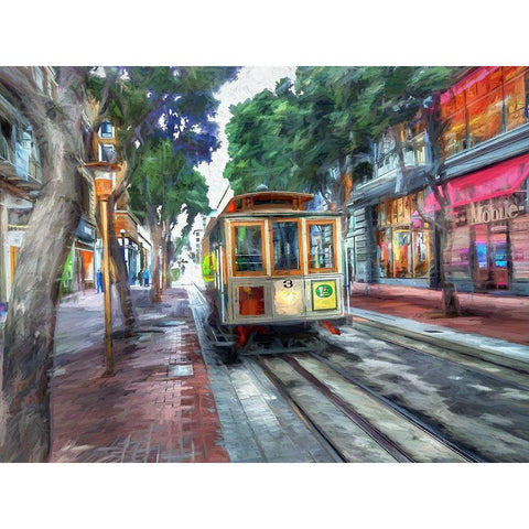 SF Cable Car White Modern Wood Framed Art Print by Bolokofsky, Ronald