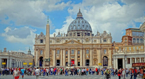 St. Peters Basilica Black Ornate Wood Framed Art Print with Double Matting by Bolokofsky, Ronald