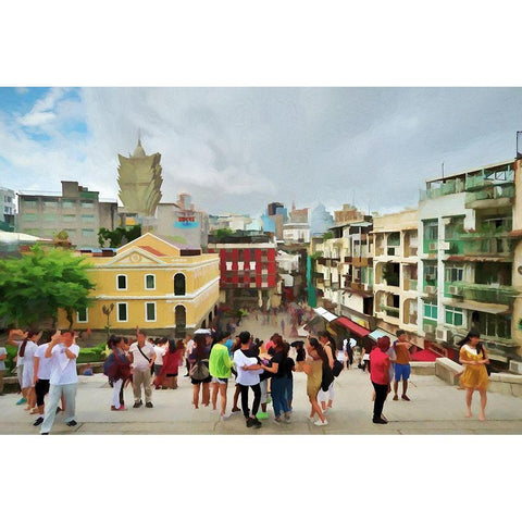 Streets of Macau Gold Ornate Wood Framed Art Print with Double Matting by Bolokofsky, Ronald