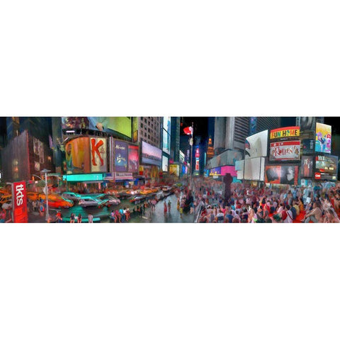 Times Square Revival Black Modern Wood Framed Art Print with Double Matting by Bolokofsky, Ronald