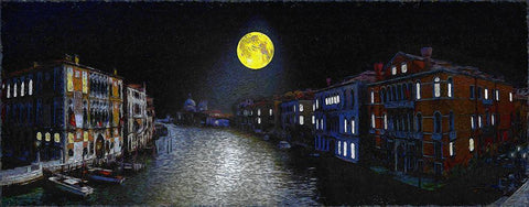 Venice Moon White Modern Wood Framed Art Print with Double Matting by Bolokofsky, Ronald