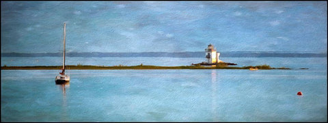 Lighthouse White Modern Wood Framed Art Print with Double Matting by Bolokofsky, Ronald