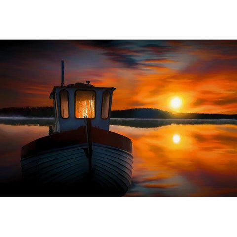 Fishermans Sunset Black Modern Wood Framed Art Print with Double Matting by Bolokofsky, Ronald