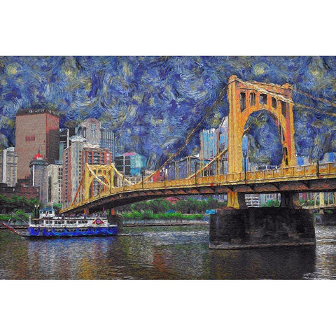 Andy Warhol Bridge  Gold Ornate Wood Framed Art Print with Double Matting by Bolokofsky, Ronald