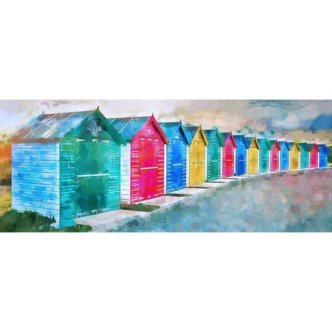 Beach Huts White Modern Wood Framed Art Print by Bolokofsky, Ronald