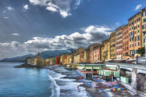 Camogli I Black Ornate Wood Framed Art Print with Double Matting by Bolokofsky, Ronald