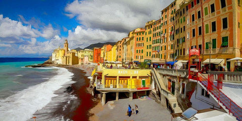 Camogli II White Modern Wood Framed Art Print with Double Matting by Bolokofsky, Ronald