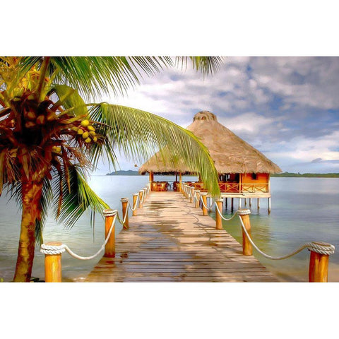 Chiringuito en Bocas del Toro White Modern Wood Framed Art Print by Bolokofsky, Ronald