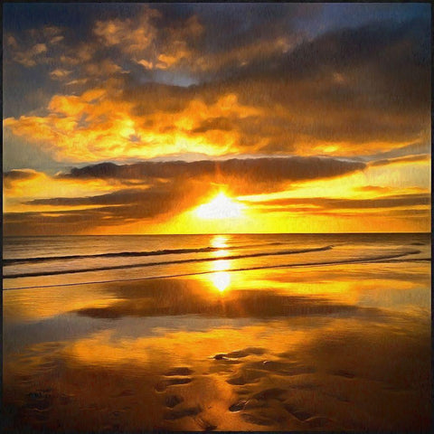 Footsteps  Beneath the Sunset I  Black Ornate Wood Framed Art Print with Double Matting by Bolokofsky, Ronald