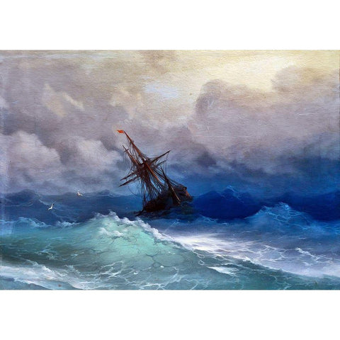 Rough Waters Black Modern Wood Framed Art Print with Double Matting by Bolokofsky, Ronald