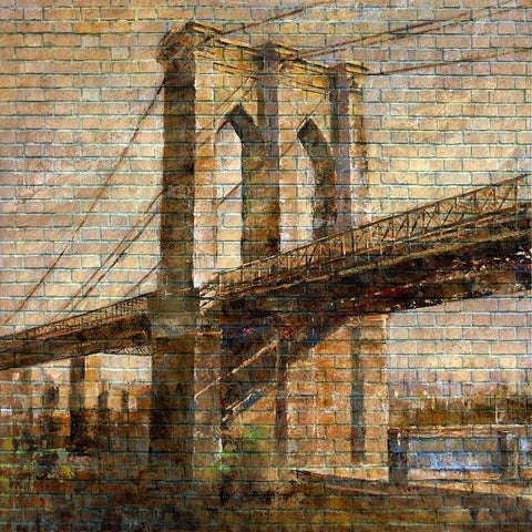 NY Bridge I Gold Ornate Wood Framed Art Print with Double Matting by Bolokofsky, Ronald