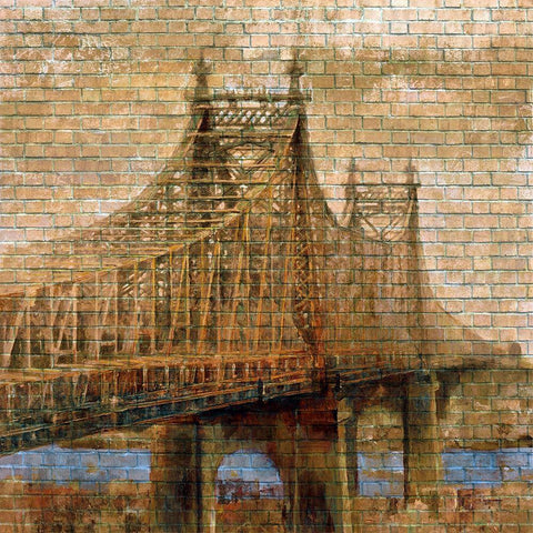 NY Bridge II Gold Ornate Wood Framed Art Print with Double Matting by Bolokofsky, Ronald