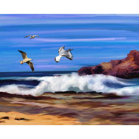 Ocean Flight White Modern Wood Framed Art Print by Bolokofsky, Ronald