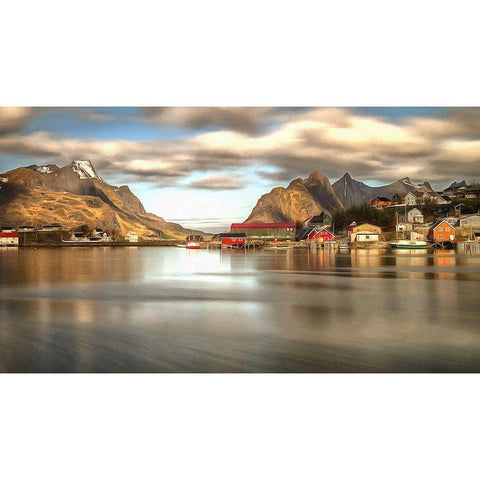Reine Norway Gold Ornate Wood Framed Art Print with Double Matting by Bolokofsky, Ronald