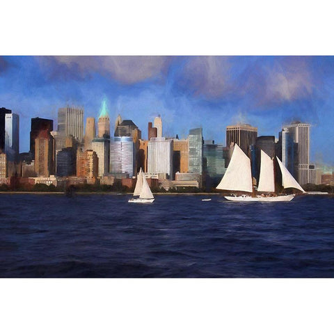 Sailboats Black Modern Wood Framed Art Print with Double Matting by Bolokofsky, Ronald