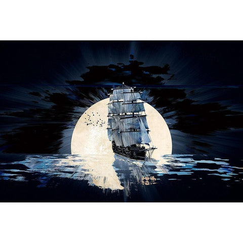 Sailing Into the Night White Modern Wood Framed Art Print by Bolokofsky, Ronald