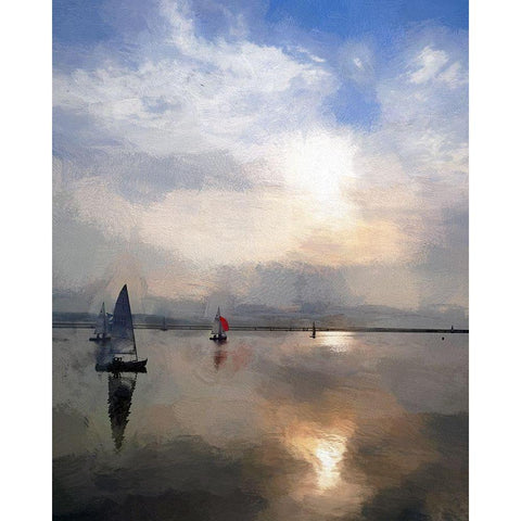 Sailing White Modern Wood Framed Art Print by Bolokofsky, Ronald