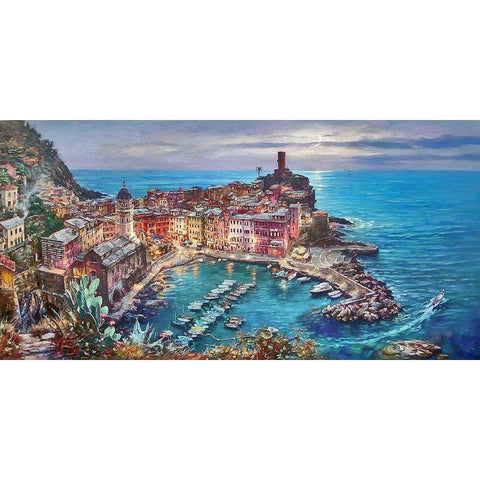 Vernazza View White Modern Wood Framed Art Print by Bolokofsky, Ronald