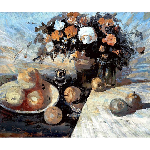 Apples, Flowers and Water II White Modern Wood Framed Art Print by Bolokofsky, Ronald