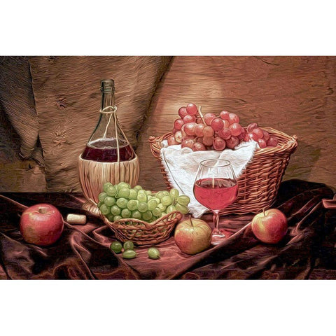 Fruit and Wine I Black Modern Wood Framed Art Print with Double Matting by Bolokofsky, Ronald