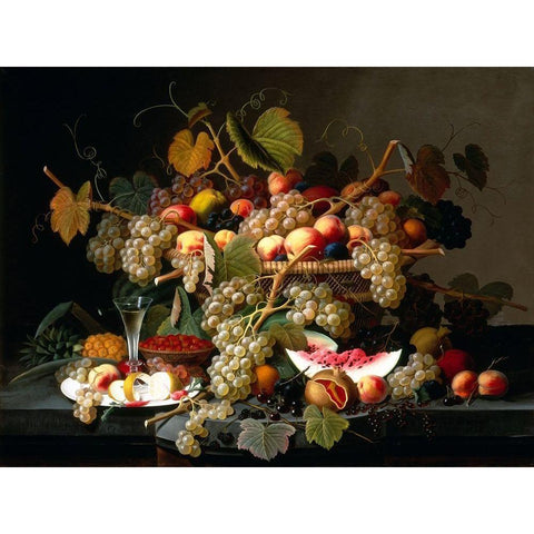 Still Life with Fruit Black Modern Wood Framed Art Print with Double Matting by Bolokofsky, Ronald