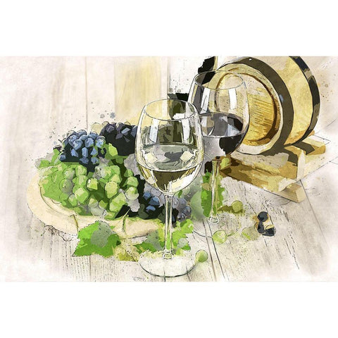 Two Types of Wine White Modern Wood Framed Art Print by Bolokofsky, Ronald