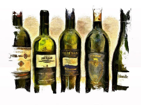 Vintage Wines II White Modern Wood Framed Art Print with Double Matting by Bolokofsky, Ronald