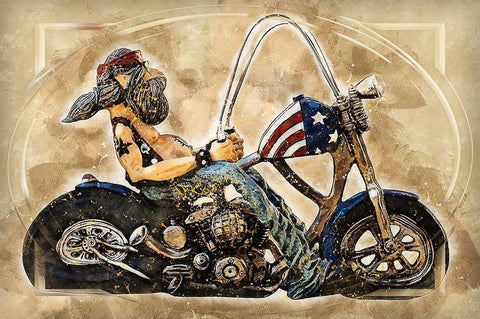 Easy Rider White Modern Wood Framed Art Print with Double Matting by Bolokofsky, Ronald