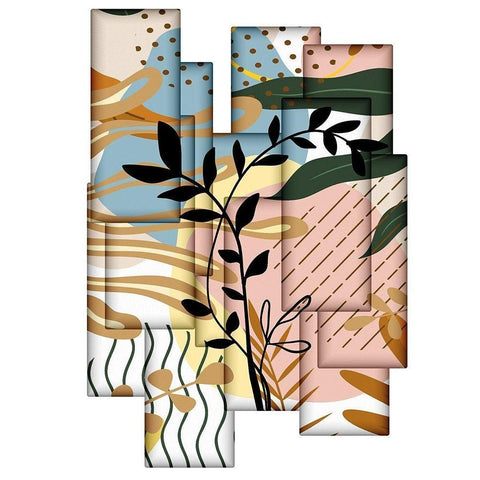 Abstract Collage 333 Black Modern Wood Framed Art Print with Double Matting by Bolokofsky, Ronald