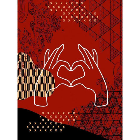 Boho Love Sign Black Modern Wood Framed Art Print by Bolokofsky, Ronald