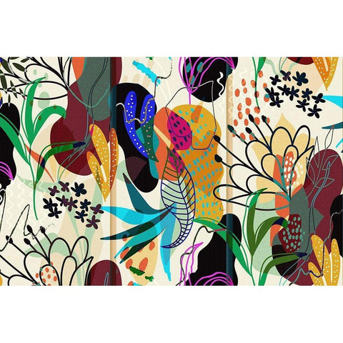 Floral Collage I Black Modern Wood Framed Art Print with Double Matting by Bolokofsky, Ronald