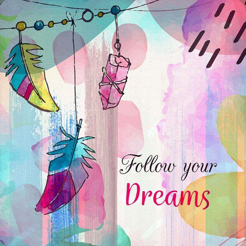 Follow Your Dreams White Modern Wood Framed Art Print with Double Matting by Bolokofsky, Ronald