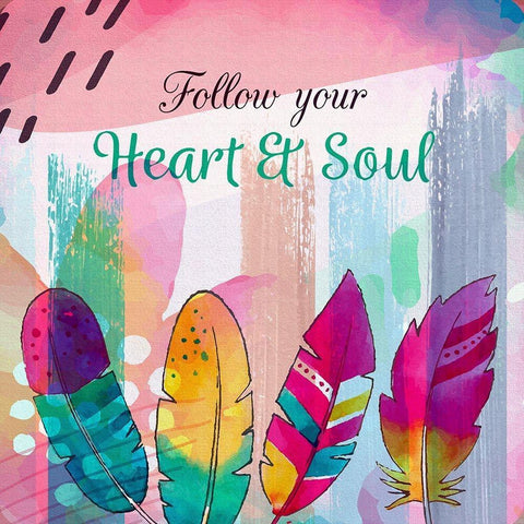 Follow Your Heart and Soul White Modern Wood Framed Art Print by Bolokofsky, Ronald