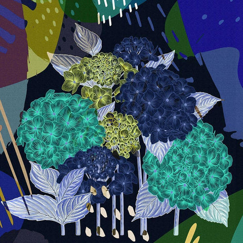 Hydrangea Garden 318 Black Modern Wood Framed Art Print with Double Matting by Bolokofsky, Ronald