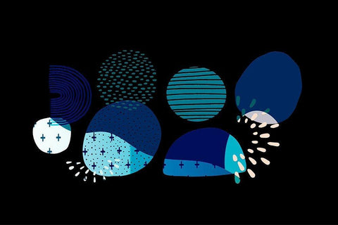 Mid Century Shapes 633 Black Ornate Wood Framed Art Print with Double Matting by Bolokofsky, Ronald