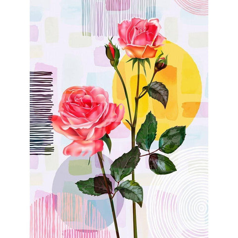 Pink Roses 83 White Modern Wood Framed Art Print by Bolokofsky, Ronald