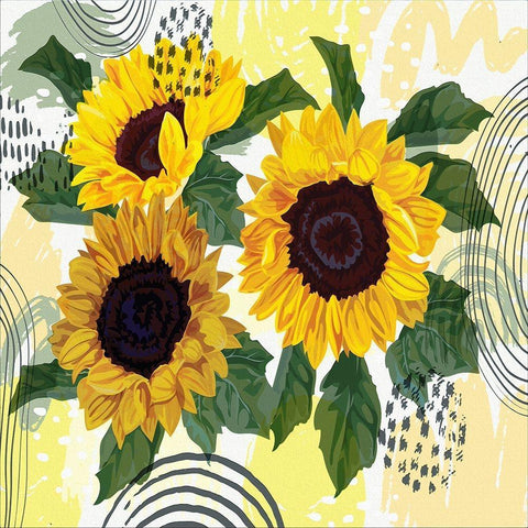 Sunflower Garden Bouquet Black Modern Wood Framed Art Print with Double Matting by Bolokofsky, Ronald