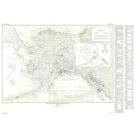 Lode Gold Silver Occurrences Alaska - Cobb 1946 Gold Ornate Wood Framed Art Print with Double Matting by Cobb