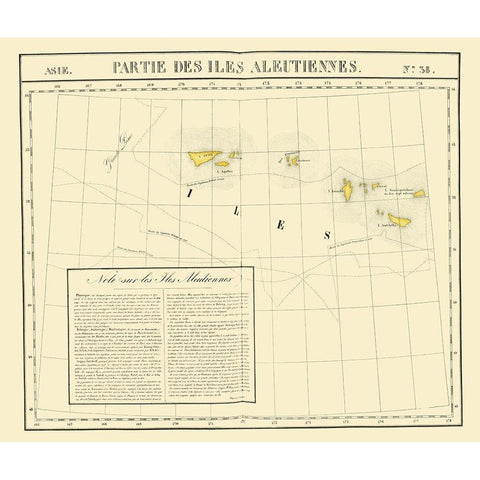 Aleutian Islands, Alaska - Vandermaelen 1827 White Modern Wood Framed Art Print by Vandermaelen