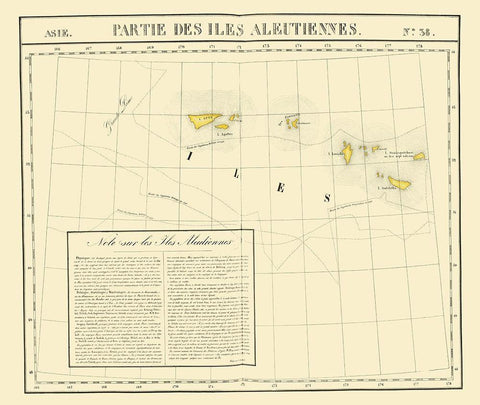 Aleutian Islands, Alaska - Vandermaelen 1827 White Modern Wood Framed Art Print with Double Matting by Vandermaelen