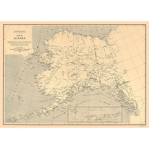 Alaska - Brooks 1909  White Modern Wood Framed Art Print by Brooks