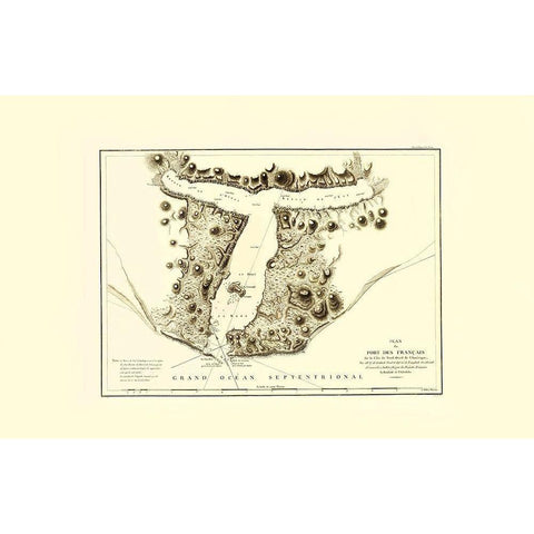 Lituya Bay - Depot De La Marine 1797 Black Modern Wood Framed Art Print by Depot De La Marine