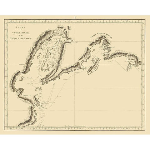 Cook Inlet Alaska - Nicol  1785 White Modern Wood Framed Art Print by Nicol