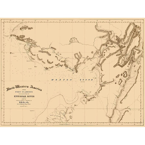 Norton Sound Alaska - Bulkley 1867 White Modern Wood Framed Art Print by Bulkley