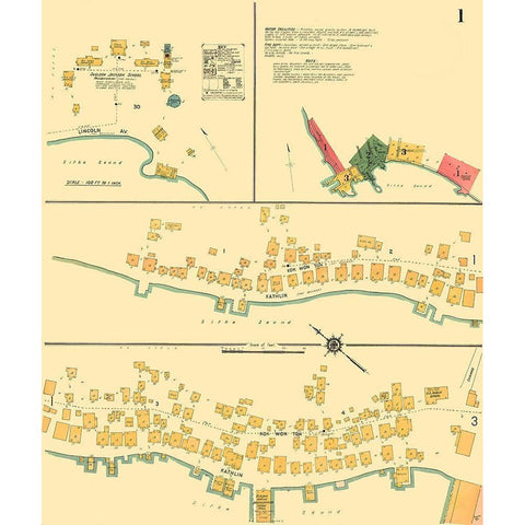 Sitka Alaska 1 of 3 - Kastengren 1914 Black Modern Wood Framed Art Print with Double Matting by Kastengren