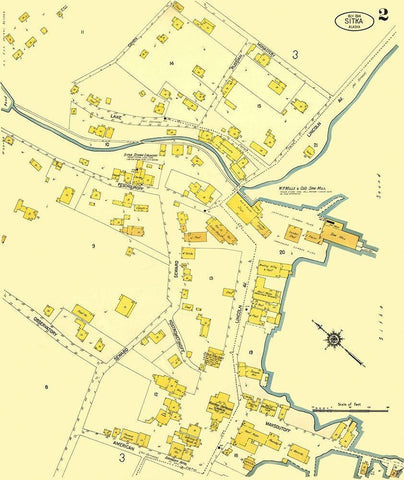 Sitka Alaska 2 of 3 - Kastengren 1914 Black Ornate Wood Framed Art Print with Double Matting by Kastengren