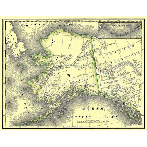 Alaska - Dept of Interior 1879 Black Modern Wood Framed Art Print with Double Matting by DOI