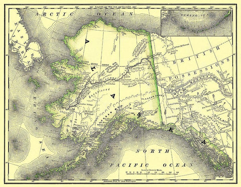 Alaska - Dept of Interior 1879 White Modern Wood Framed Art Print with Double Matting by DOI