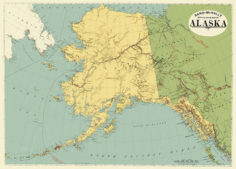 Alaska - Rand McNally 1897 Black Ornate Wood Framed Art Print with Double Matting by Rand McNally